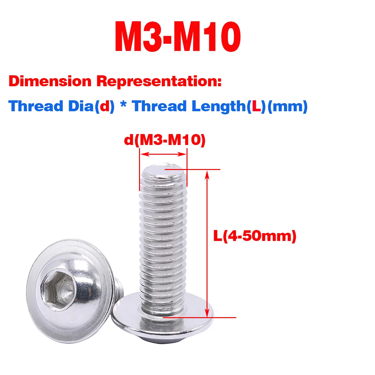 

Винт с полукруглой головкой и шестигранным углублением из нержавеющей стали 304