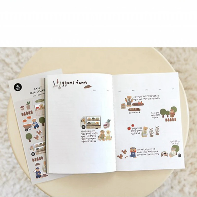 Suatelier naklejki do albumu Korea śmieci Journal Scrapbooking dostarcza pamiętnik Deco materiał rękodzieła naklejki ggumi farm 1137