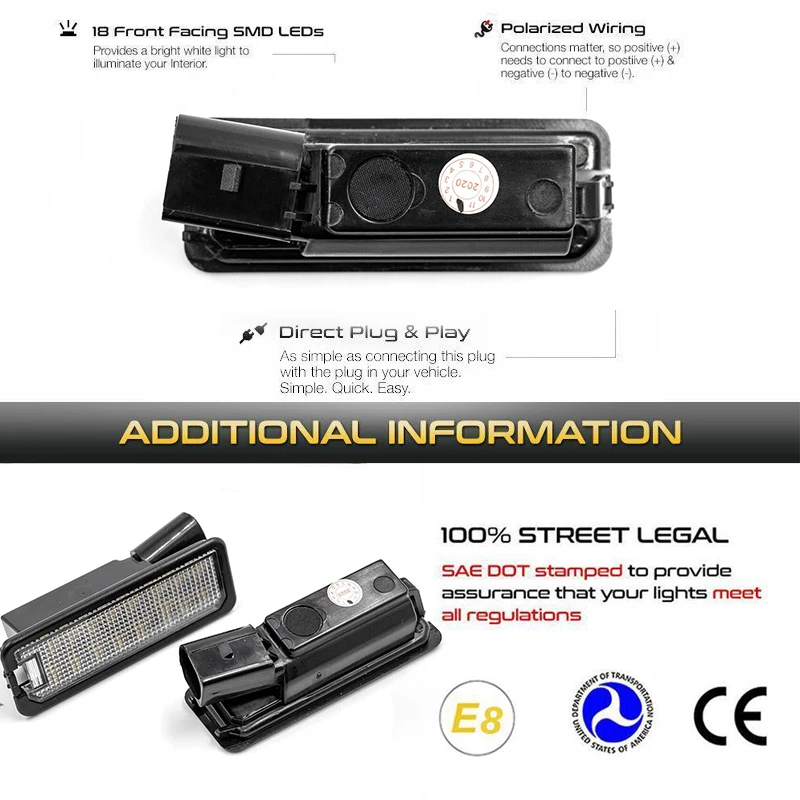 2x New Genuine For VW Beetle Golf Tiguan Led Number License Plate Lights  1k8943021D view 2