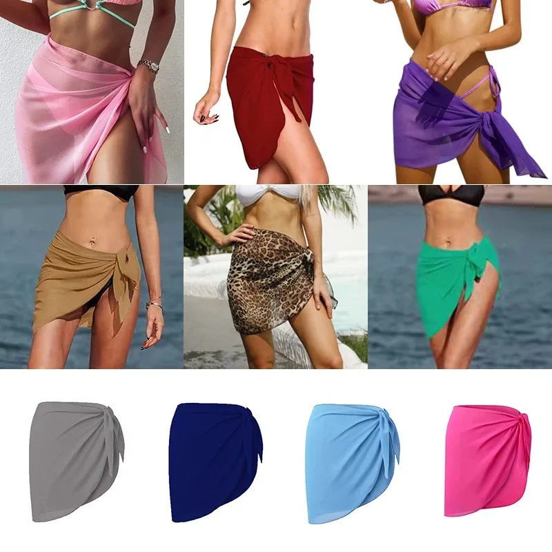 Einteilige Bikinis, Tüll kleider, Chiffon-Schwimm kostüme für Frauen, Schals, Schals, einteilige sexy kurze Kleider