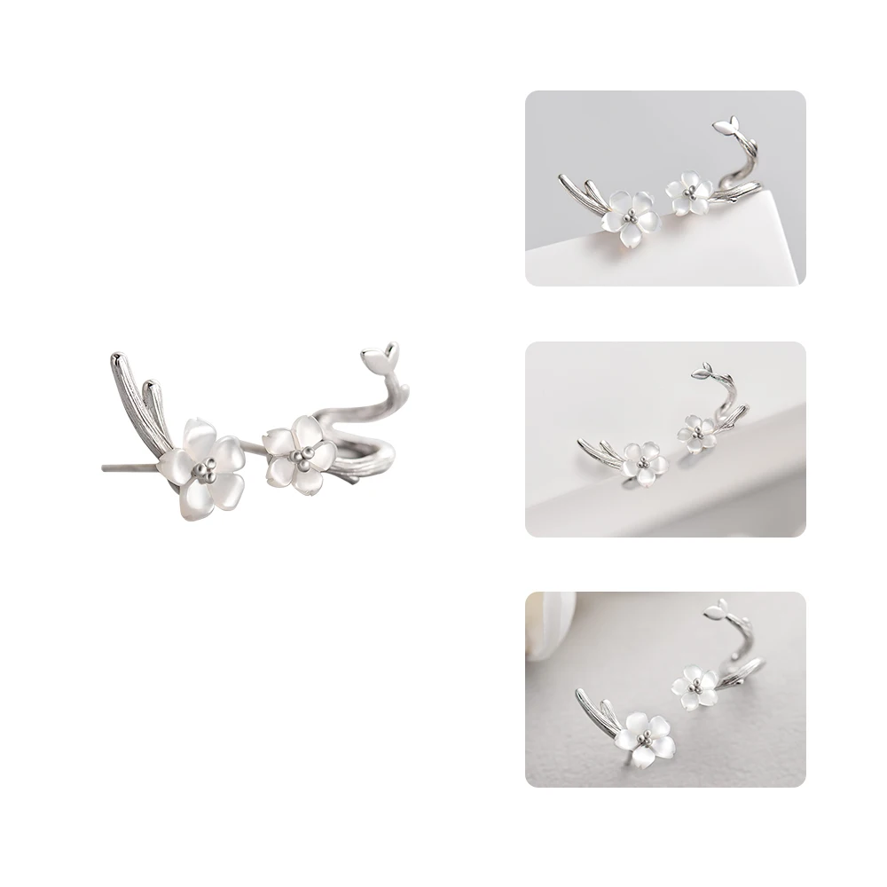 Thaya White Cherry Flower S925 Silver Earrings Original Design Female Fashion Earrings For Women Trendy Elegant Fine Jewelry