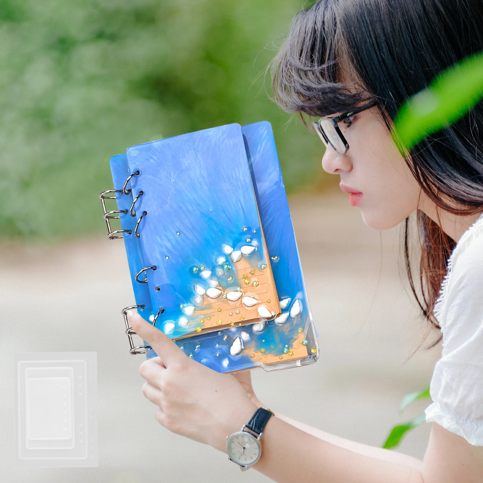 

4Pcs Crystal Silicone DIY Notebook Mold Flexible Epoxy Resin Craft Casting Mold Creative Diary Book Making Tool