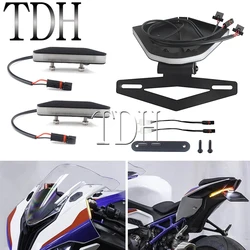 Motorcycle LED Mirror Block Off Turn Signal Light + Tail Tidy Fender Eliminator License Plate Bracket Kit For BMW S1000RR 2020+