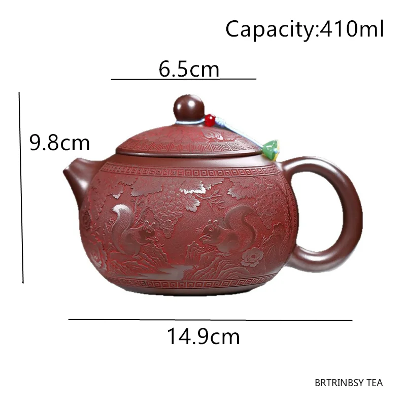 Chinese Yixing Purple Clay Teapot Handmade Animals Pattern Zisha Tea Pot Household Large Capacity Kettle Tradition Tea Set 410ml - view 6
