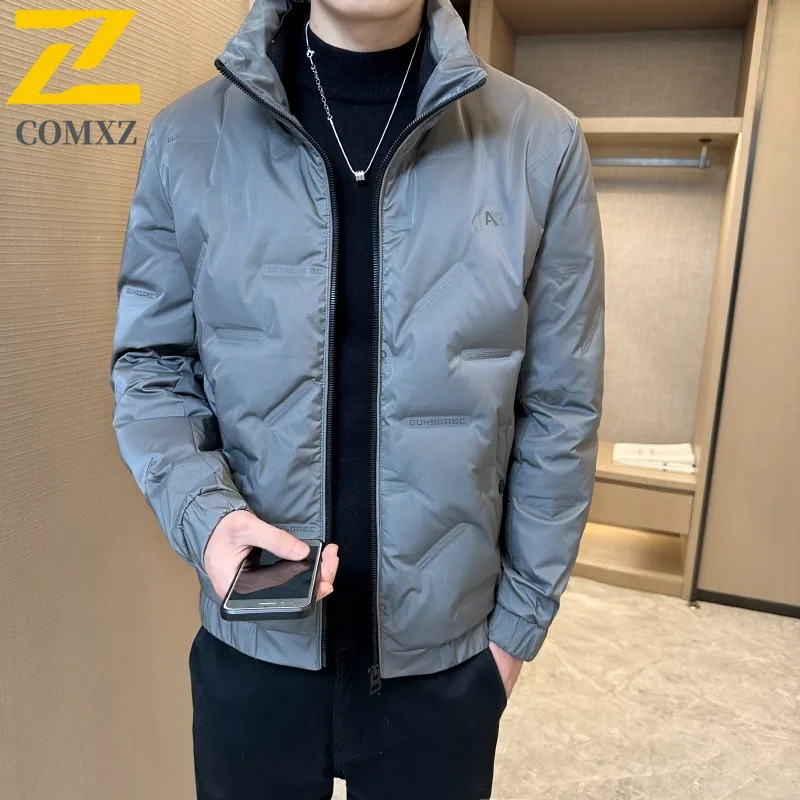 COMXZ خريف شتاء جديد الرجال صوف مبطن 50% بطة أسفل سترة الشباب في الهواء الطلق سميكة أسفل سترة معطف غير رسمي معطف رياضي