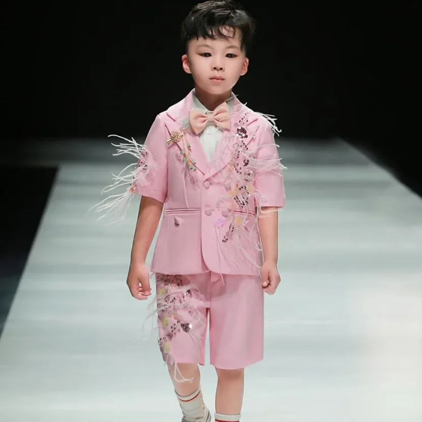 Children's Suit 2023 New British Handsome Fashion Stage Boys' Piano Performance Clothes Wedding Birthday Party Prom Dress A2171 image 3