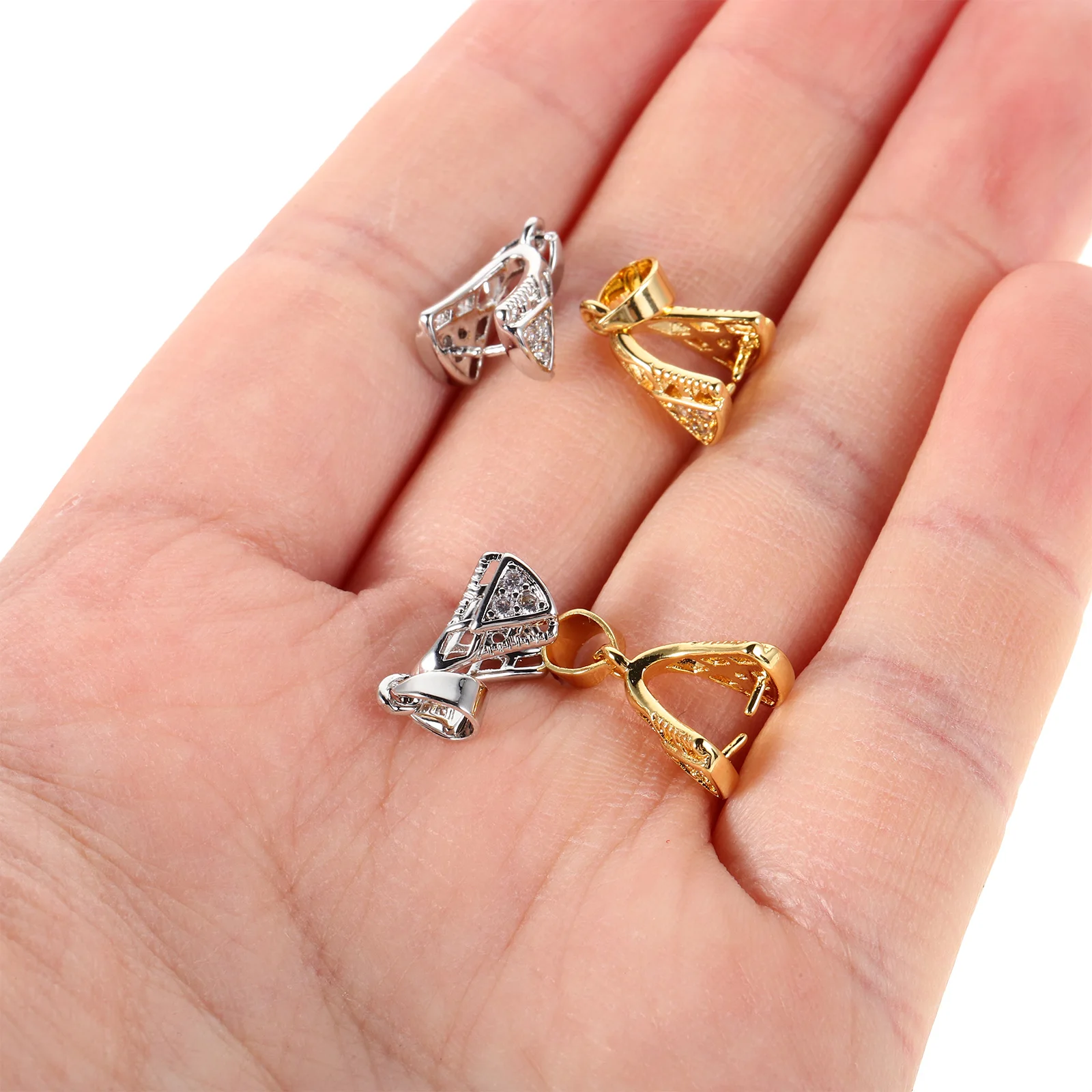 

4 шт., разъемы для ювелирных изделий своими руками, медный зажим для подвески с инкрустацией цирконом для ожерелья, принадлежности для рукоделия, декоративные застежки