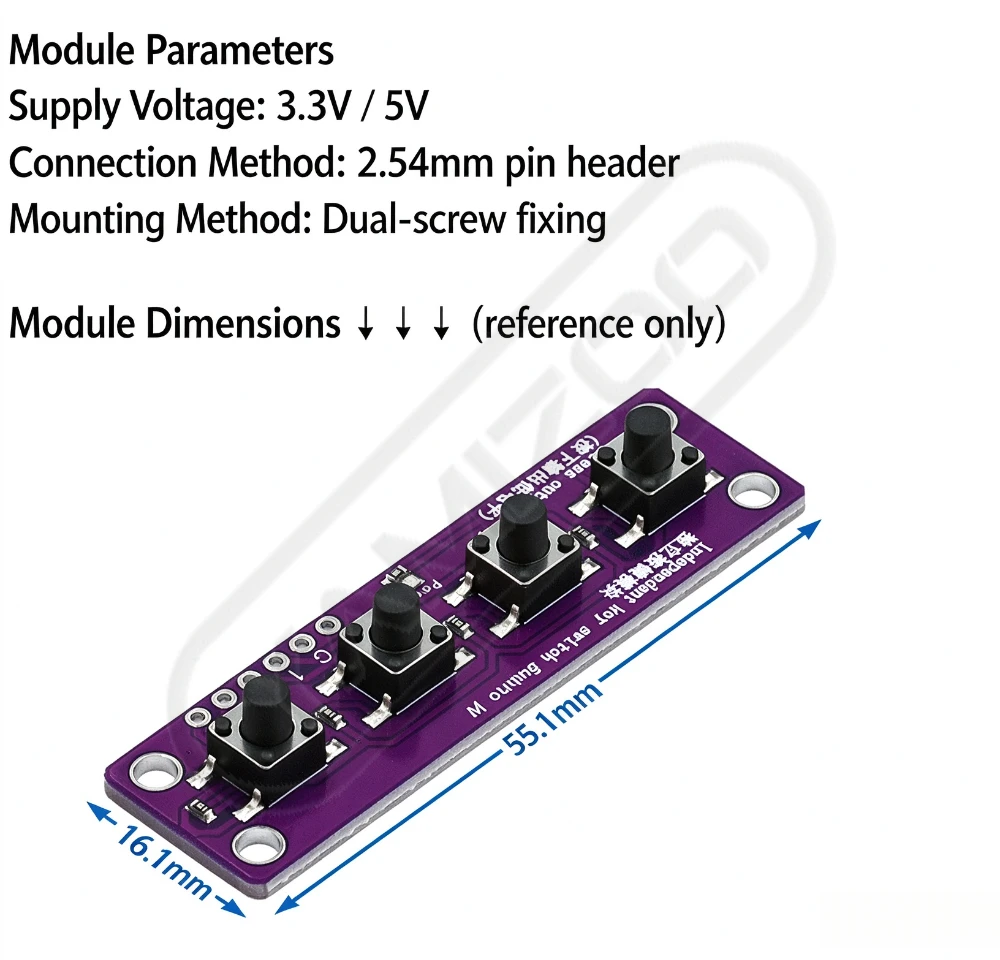 Leicht berührbares Vier-Tasten-Schaltmodul, kompatibel mit Arduino-Entwicklungsboard, Sensor, Raspberry Pi, 51-Mikrocontroller-Kit – Detail 3