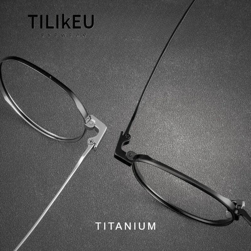 

New Large Frame Ultra Light Titanium Eyeglasses Frame 12g Retro Oval Anti-Blue Myopia Glasses Frame Men and Women Luxury Eyewear
