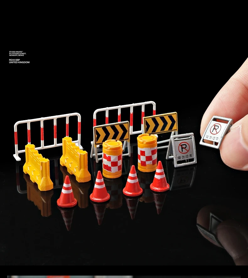 1:64 Diorama Verkeersbord Bewegwijzering Model Wegbouw Rekwisieten Model Accessoires Stad Street View Gebouw Scène Display Model