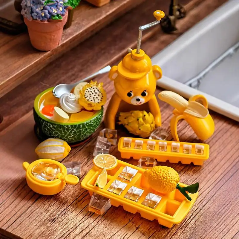 2Pcs Miniature Dollhouse Ice Cream Scoop Set with Ice Cub-e Storage Box for Doll Accessories Girls Toy