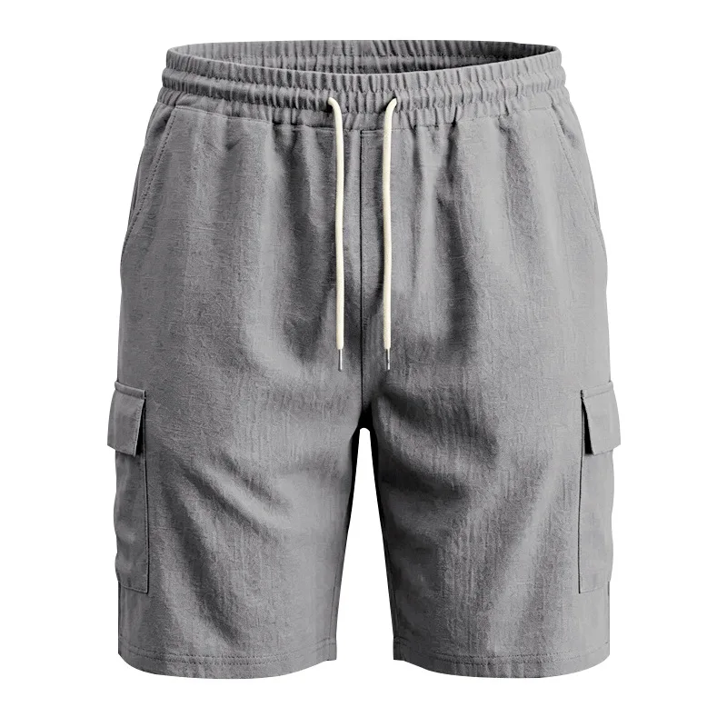 Amerikanische Multi-Pocket-Overalls für Herren, Outdoor-Sport und Freizeit, lockere, einfarbige Leinen-Overalls, Fünf-Punkt-Shorts – Detail 35