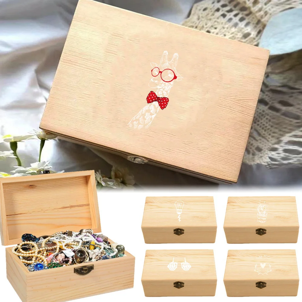 

Desktop Wooden Storage Organizer Higher Quality Gifts Packing Jewelry Case Handmade Keepsake White Picture Pattern