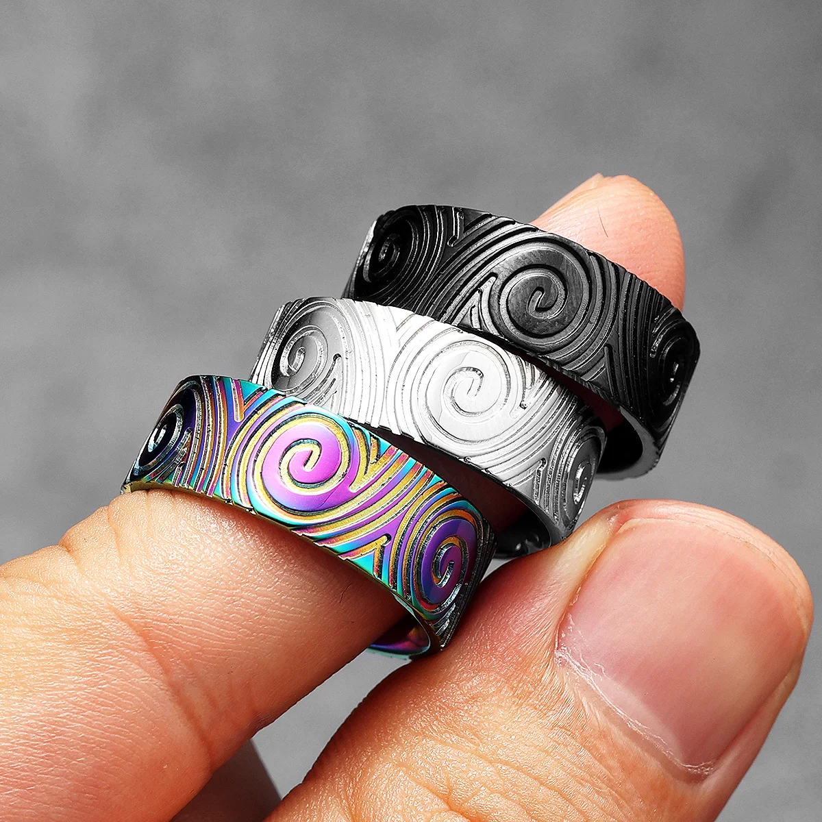 Fingerprint Swirl Men Rings Stainless Steel Women Jewelry Punk New In Rock Stranger Things Fashion Accessories Gift Wholesale