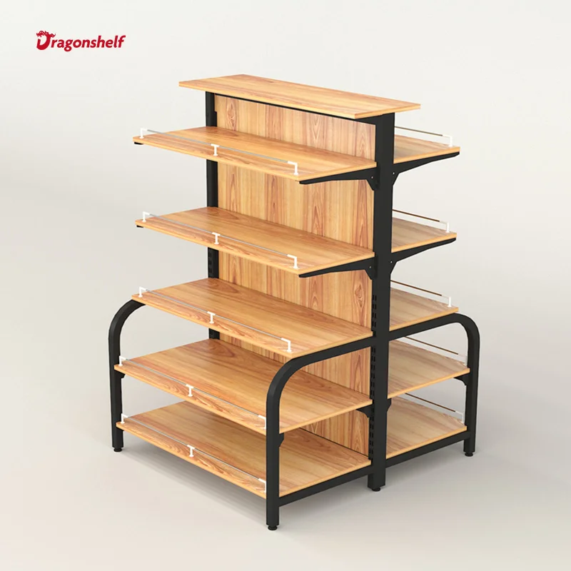 Rak Gondola Display Rak Belanja Supermarket Toko Logam Rak Kayu Grosir Pabrik Custom.Dragonshelf