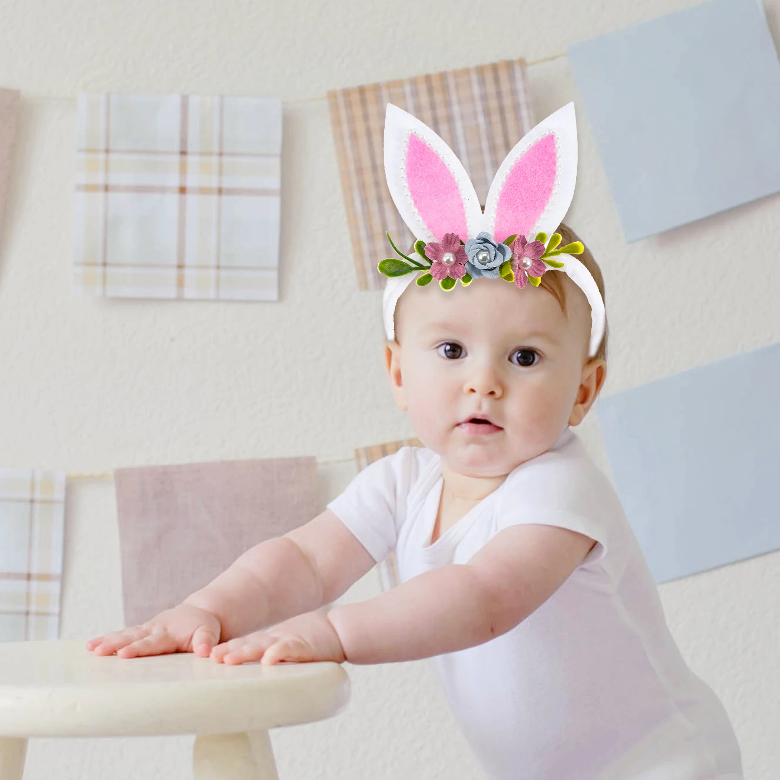 

Bunny Ear Headband for Baby Girl Newborn Infants Toddlers Stretchy Rabbit Shape Design Party Headdress Holiday Gifts