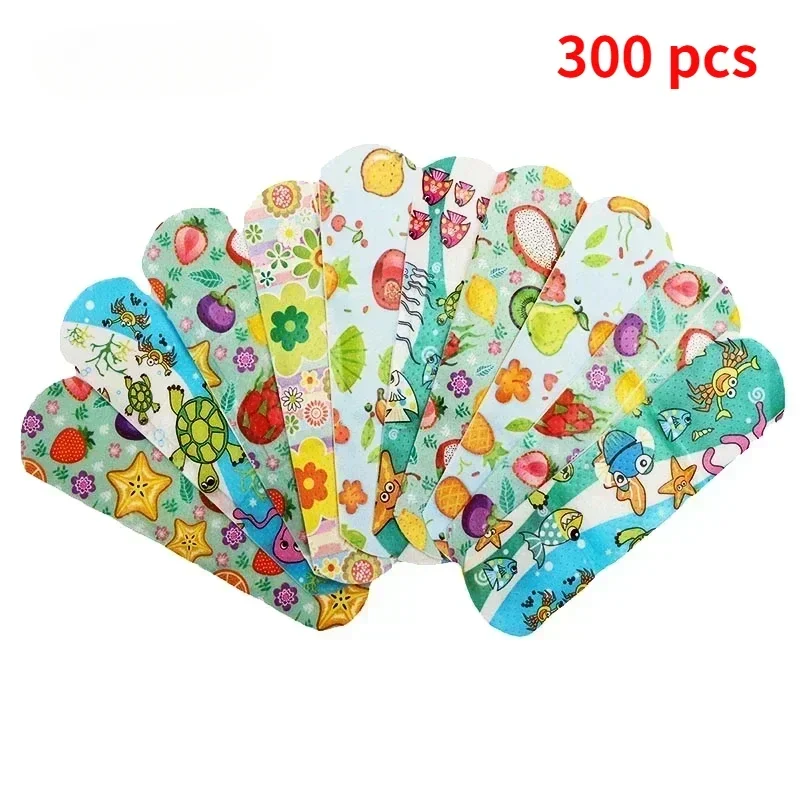 300pcs Cartoon Animals Pattern Waterproof Hemostasis Adhesive Bandages First Emergency Kit Band Aid Stickers for Baby