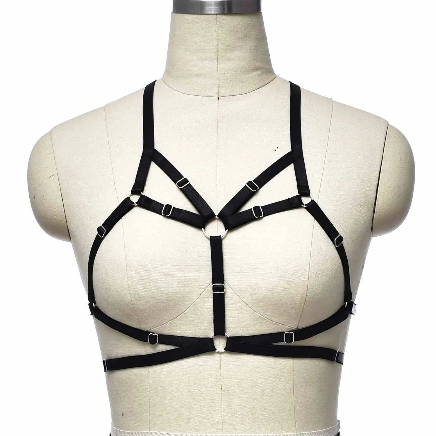 

Women Fetish Body Harness Harajuku Tops Bondage Lingerie Sexy Adjustable Cage Bralette Festival Harness Belt Black Harness