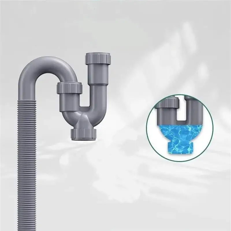 

1 шт. U-образный умывальник, водопроводная труба, раковина, канализационный дренаж, выдвижной дезодоратор, подходит для кухни и ванной комнаты