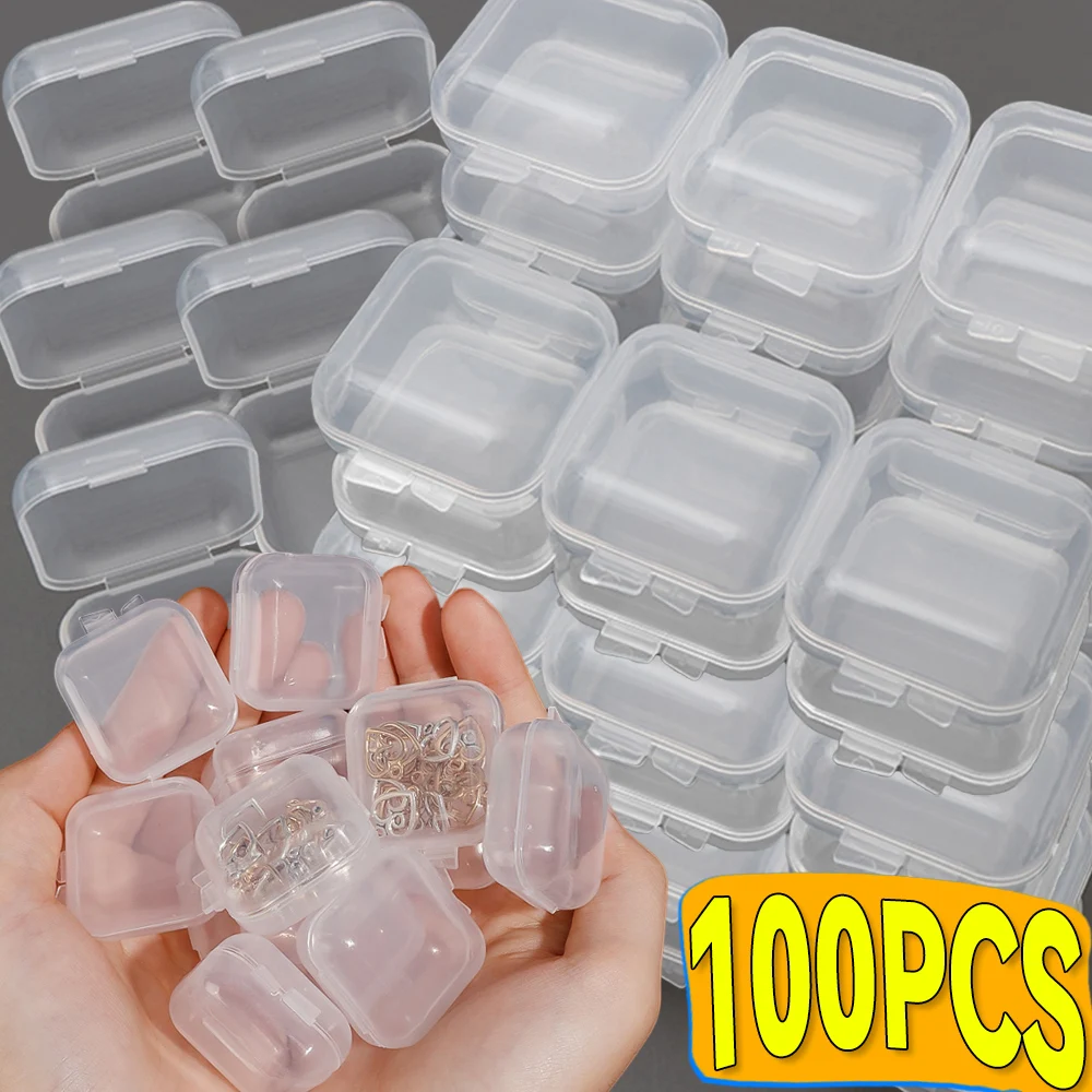 

Мини-квадратная коробка для хранения, прозрачная пластиковая откидная крышка, небольшой чехол, кольцо для таблеток, ювелирные изделия, серьги, Dustof, коробки для хранения, оптовая продажа