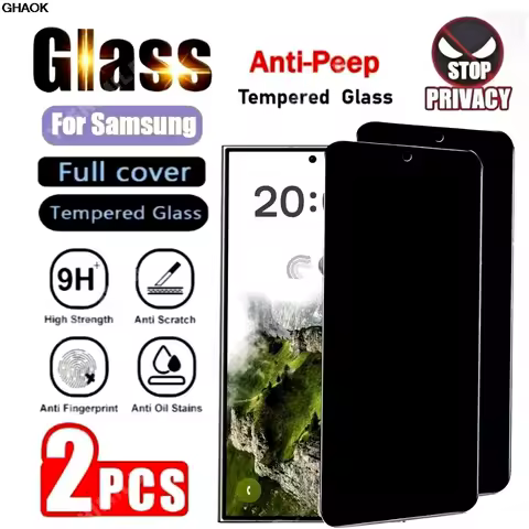 2Pcs Anti Spy Tempered Glass for Samsung Galaxy S25 Edge S24 S25 Ultra S23 S22 S21 Plus S24 S25 FE Full Cover Screen Protector