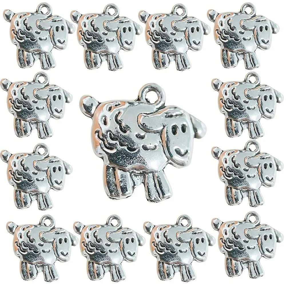 52 PCS Elegant Retro Silvery Alloy Eid Sheep-shaped Pendant - DIY Jewelry Necklace Bracelet Accessory