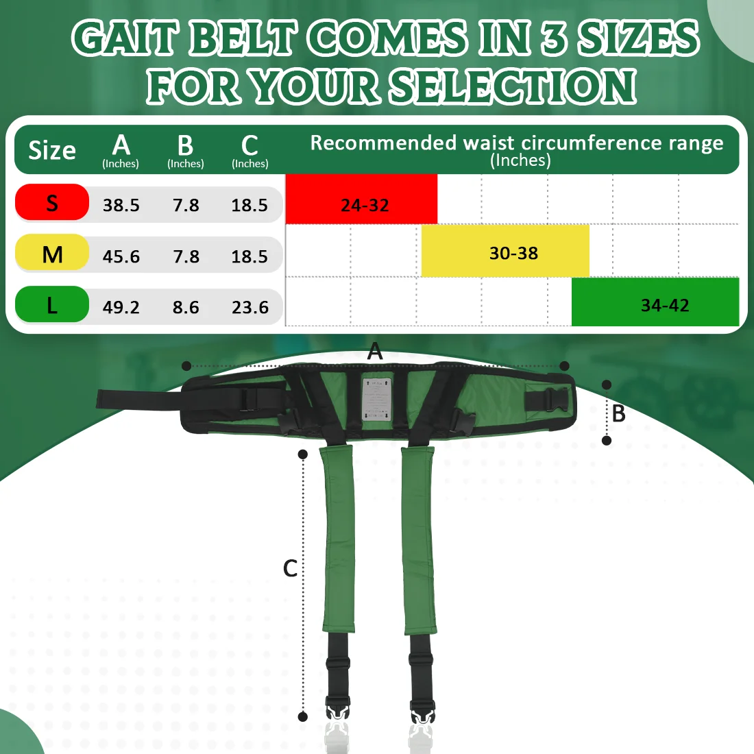 Ehucon Walking Training Gait Belt with Leg Straps, Safe Standing Transfer Aid, Nursing Care, SWL 150kg