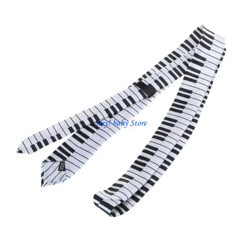 Q1Fe nam đen & trắng bàn phím piano cà vạt cà vạt cổ điển Skinny Music Tie