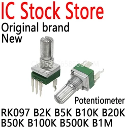 10PCS RK097 Precision Potentiometer Vertical Sngle Link Shank Length 15MM Gearless 3-pin B2K B5K B10K B20K B50K B100K B500K B1M