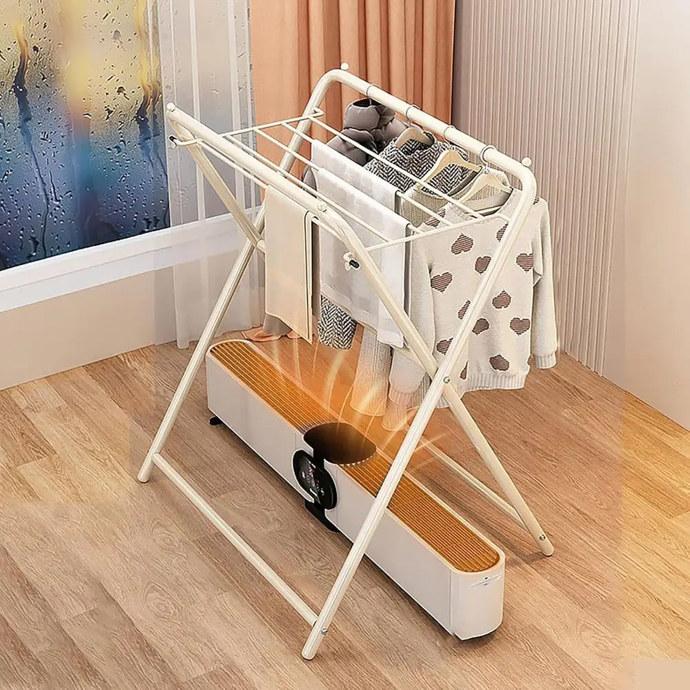 Adjustable Folding Clothes Drying Rack with Storage, Compact Design for Indoor/Outdoor Use (White)