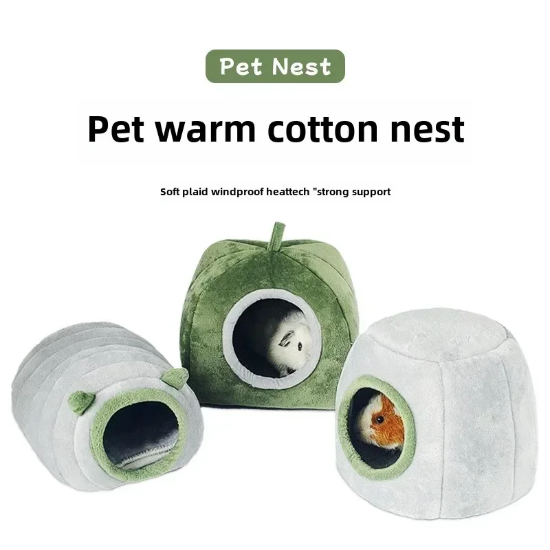 Hamster House Guinea Pig Cage Hamster Cotton House Small Animal Nest Winter Warm Pet Bed for Rodent/Guinea Pig/Rat/Hedgehog