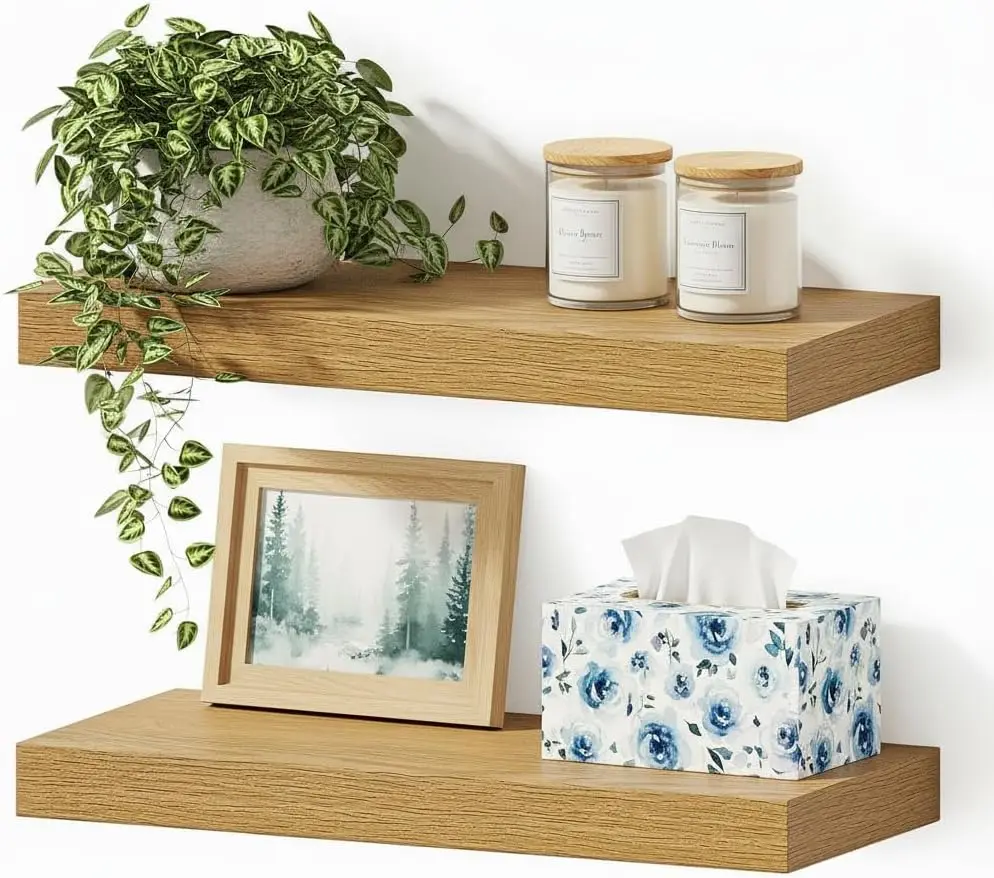 

Floating Shelves for Wall Mounted, 16 inchs Shelf for Small Bathroom, Bedroom, Living Room, Kitchen, Modern Home Decor,