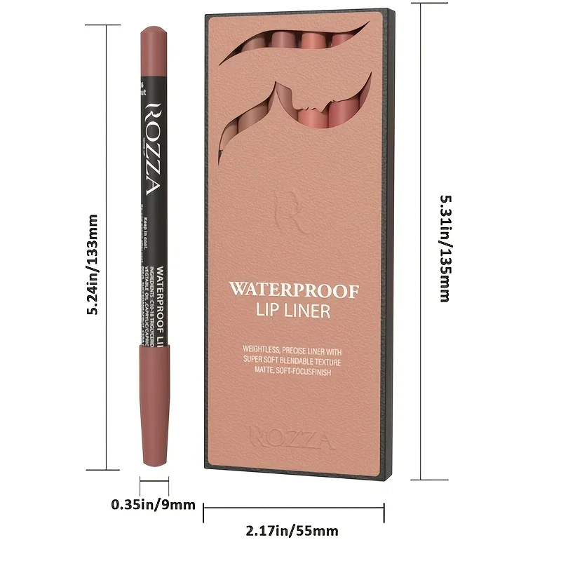 6 ชิ้น Lip Liner ตั้งสีนู้ดกันน้ํา Long-Lasting Matte FINISH, ติดง่าย & Smudge-Proof เหมาะสําหรับทุกสภาพผิว