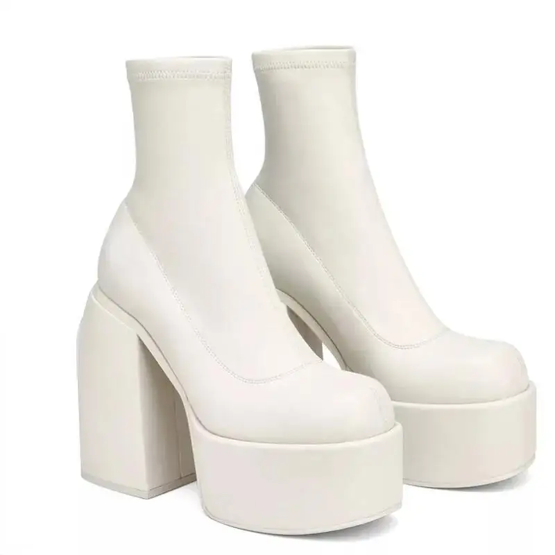 2025 COS chaussures Sexy fille chaude 9 cm bottes de mode passerelle fermeture éclair Cos noir bottes longues bottes à talons hauts