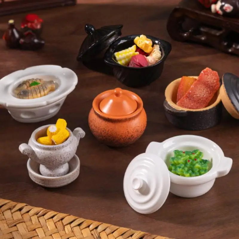 Articles de cuisine miniatures pour maison de poupée ; Pot, assiette et modèle alimentaire en argile pour bricolage