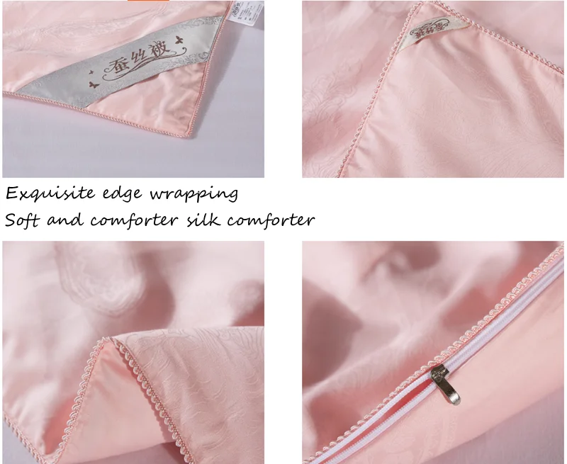 Superior Quality 100%Silk Quilts Pure Handmade Chinese Silk Comforter Combed Cotton Jacquard Cover Fabric Silk Blankets 3 colors