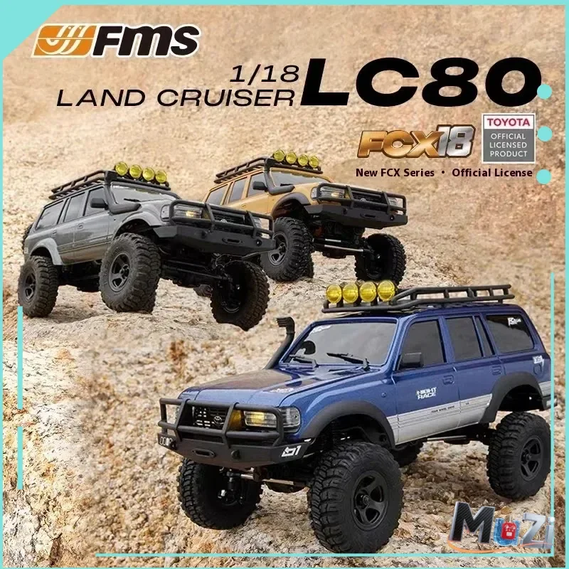 Fms fcx18 1/18 land cruiser lc80 carro de escalada rc carro de controle remoto simulação elétrica off road modelo brinquedo presente adulto