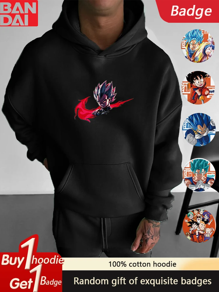 

Japanese Dragon Ball Animation Peripheral Printing Versatile Autumn and Winter Men's and Women's Loose Hooded Sweater