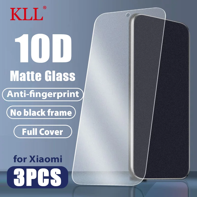 3Pcs 10D Matte Frosted Tempered Glass For Xiaomi Poco X6 X5 F5 M6 Pro C65 Screen Protectors Redmi Note 13 Pro 13R 13C K70E Glass