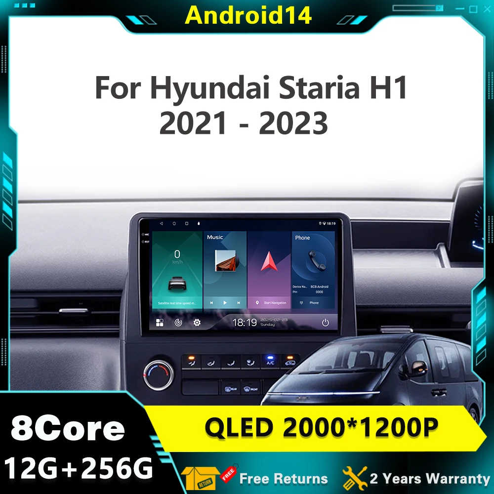 

Car Radio Android 14 For Hyundai Staria H1 2021 - 2023 Multimedia Player Stereo Navigation GPS 4G Wireless Carplay WIFI HDR QLED