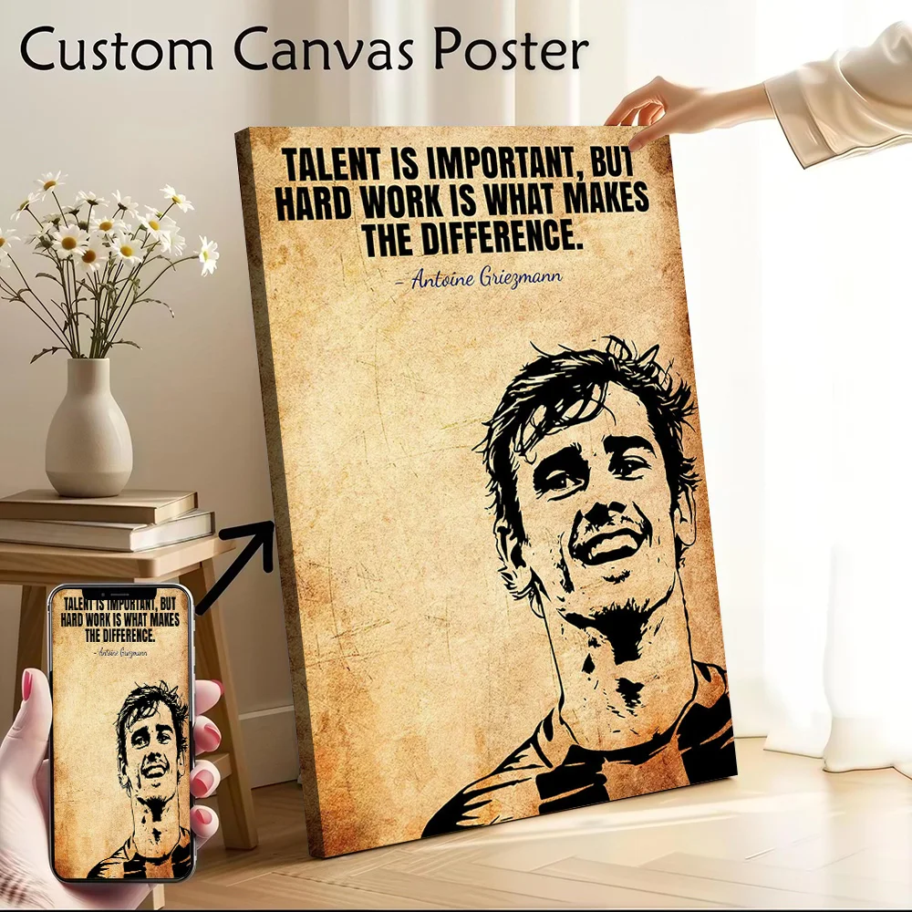 Póster de Lona con Frase Motivacional de Antoine Griezmann, Cuadros Personalizados, Arte de Pared, Pintura en Lona para Decoración de Sala de Estar