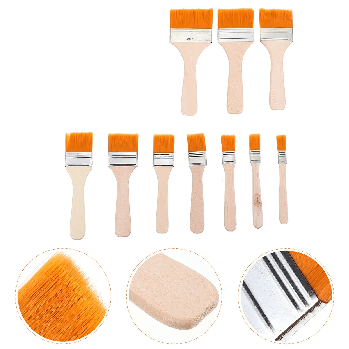 

10 Pcs Paint Brush Drawing Board Useful Flat Nylon Yellow Child Set for Watercolor Oil Painting Fun Games