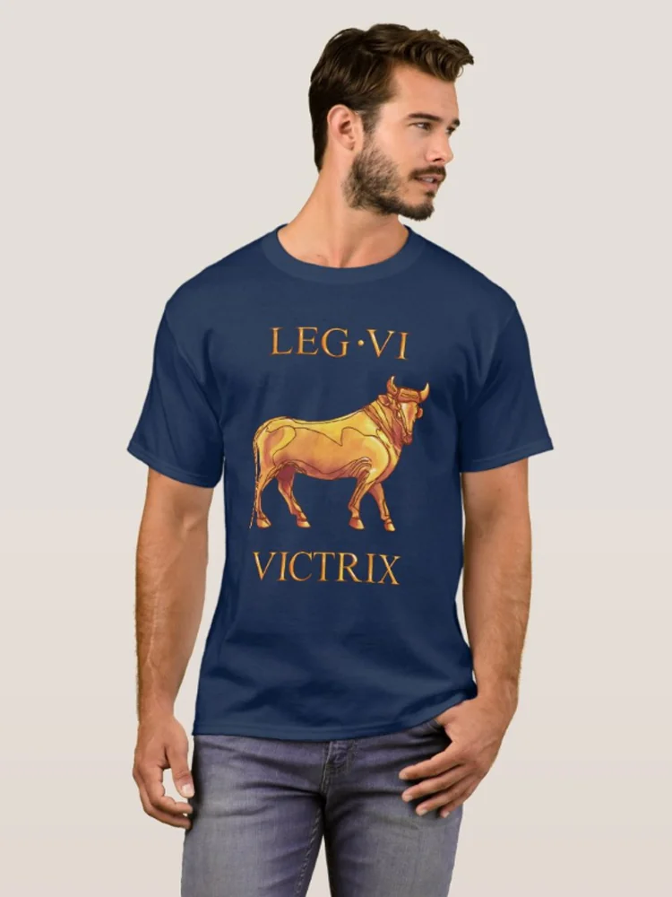 6th Roman Legion VI Victrix Bull Symbol T-Shirt 100% Cotton O-Neck Short Sleeve Summer Casual Mens T-shirt Size S-3XL