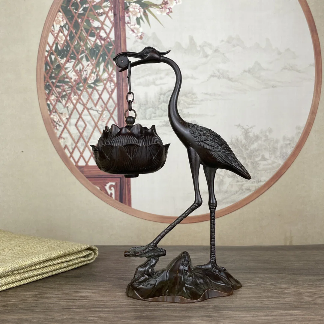 

Sculpture animal statue made old pulp-coated crane hanging stove ornament new Chinese style home desktop tea room study supplies