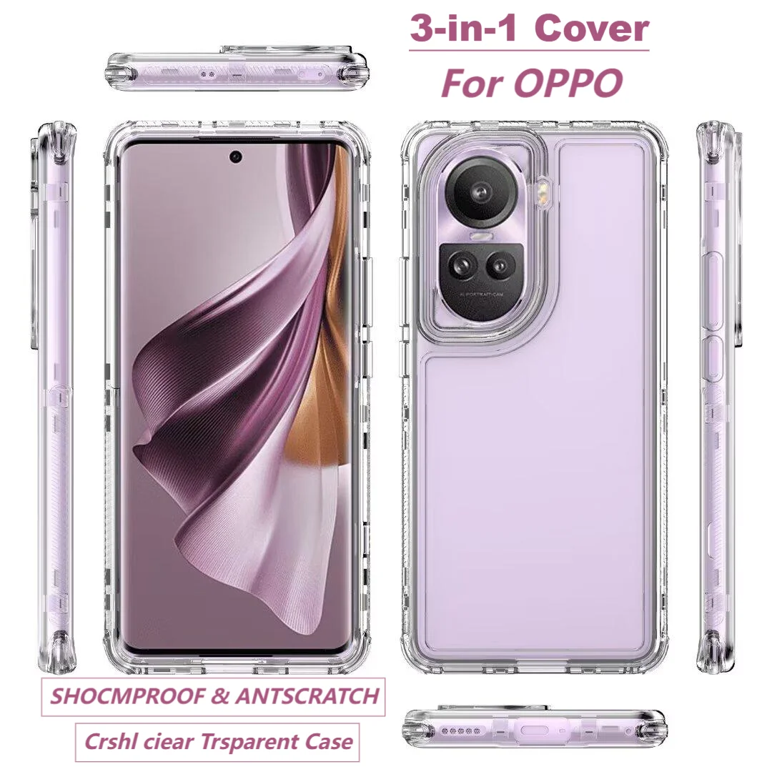 

360° Full Body Clear Shockproof Phone Case For OPPO Reno 12 10 7 Pro Drop-proof Cases For OPPO A79 A78 A58 A38 PC+Acrylic Cover