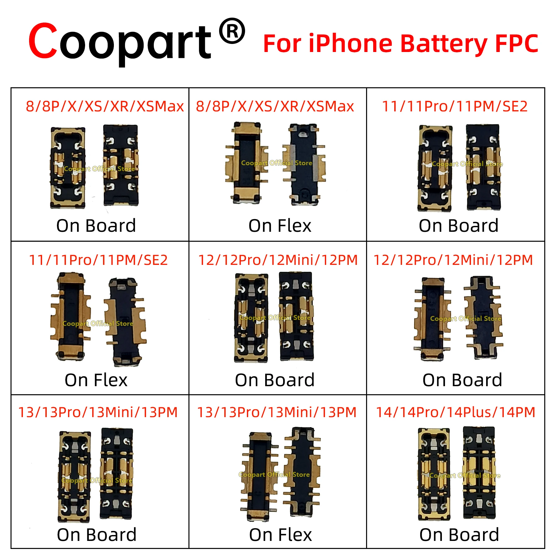 2pcs Battery FPC for iPhone 8 Plus X XS XR 11 12 13 Pro Max 6 6S 7 14 Connector Port on Board Clip Plug Flex Cable