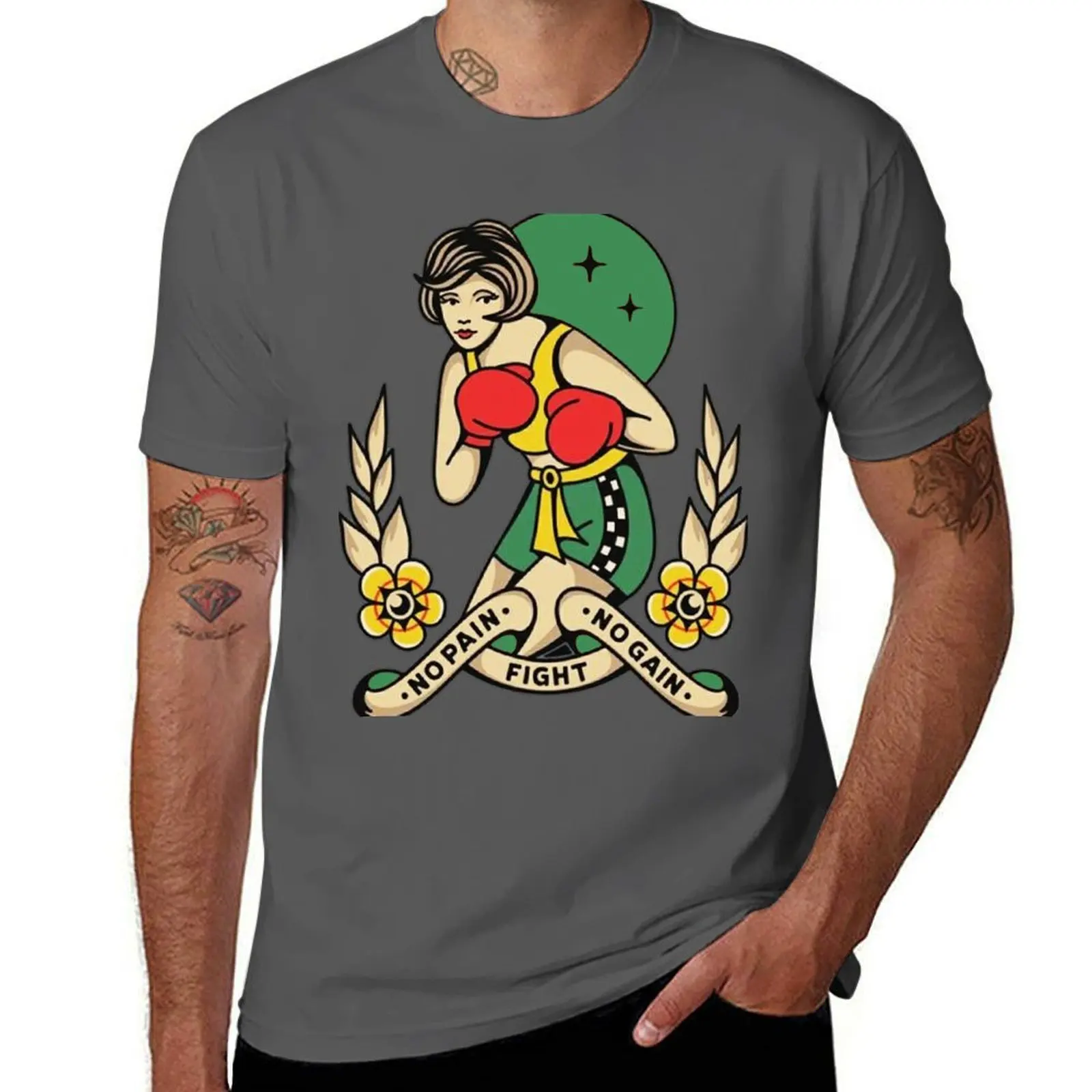 Traditional Boxer Fearless Beautiful Tattoo T-Shirt Breathable Lightweight Summer Top