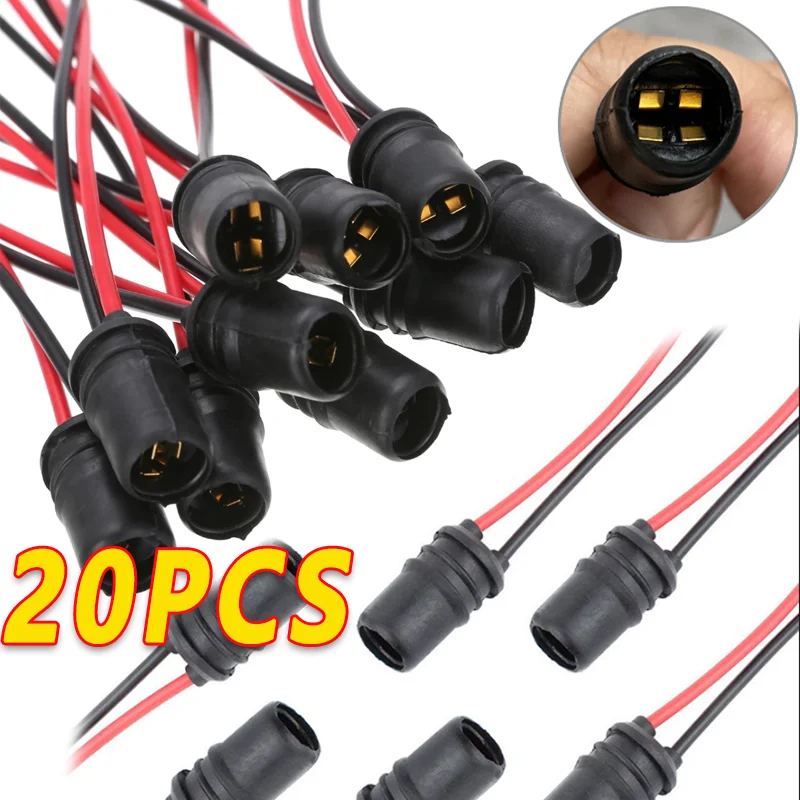 

20Pcs DC12V T10 W5W 147 Socket Marker Instrument Lights Holder Connector Wire Bulb Soft Rubber Harness Replacement Car Parts