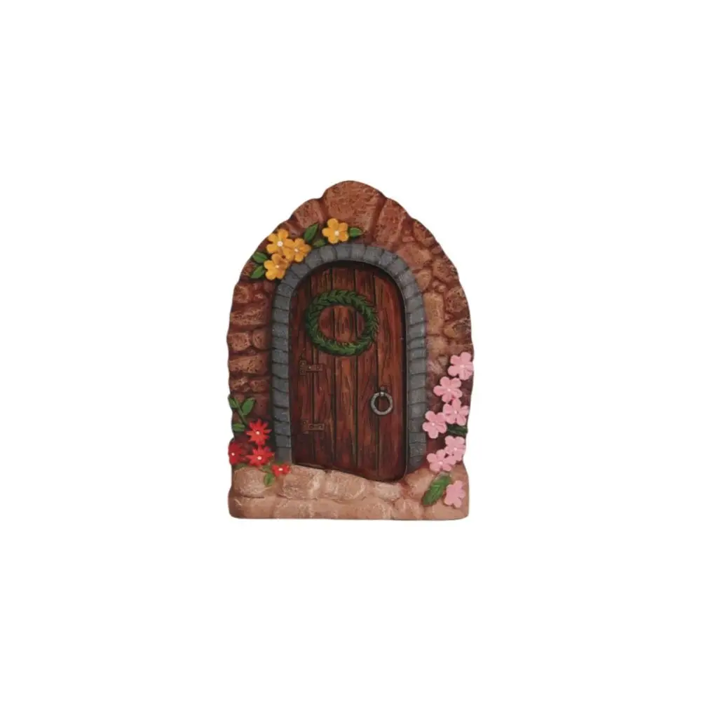 Figurines Fairys Door Outdoor Garden Ornament Yard Art Fairy Garden Door Multicolor Miniature Fairy Gnome Vintage Wood Miniature