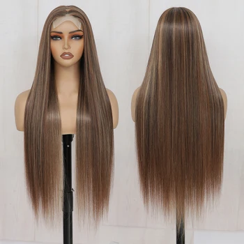 Synthetische Lace-Front-Perücken für Frauen, 91,4 cm, gerade Perücke, Spitzenperücke, Ombre-Blond, Spitzenperücken, Cosplay, gerade Spitze-Front-Perücke